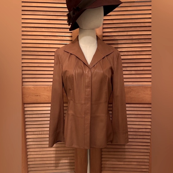 Lafayette 148 New York Jackets & Blazers - Lafayette 148 New York Tan Lambskin Leather Jacket Sz 6